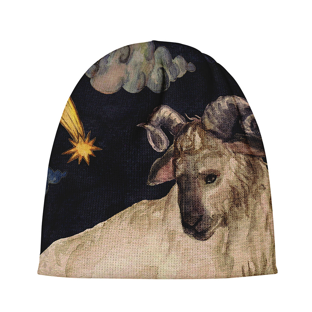 Watercolor Aries Zodiac Sign Print Beanie