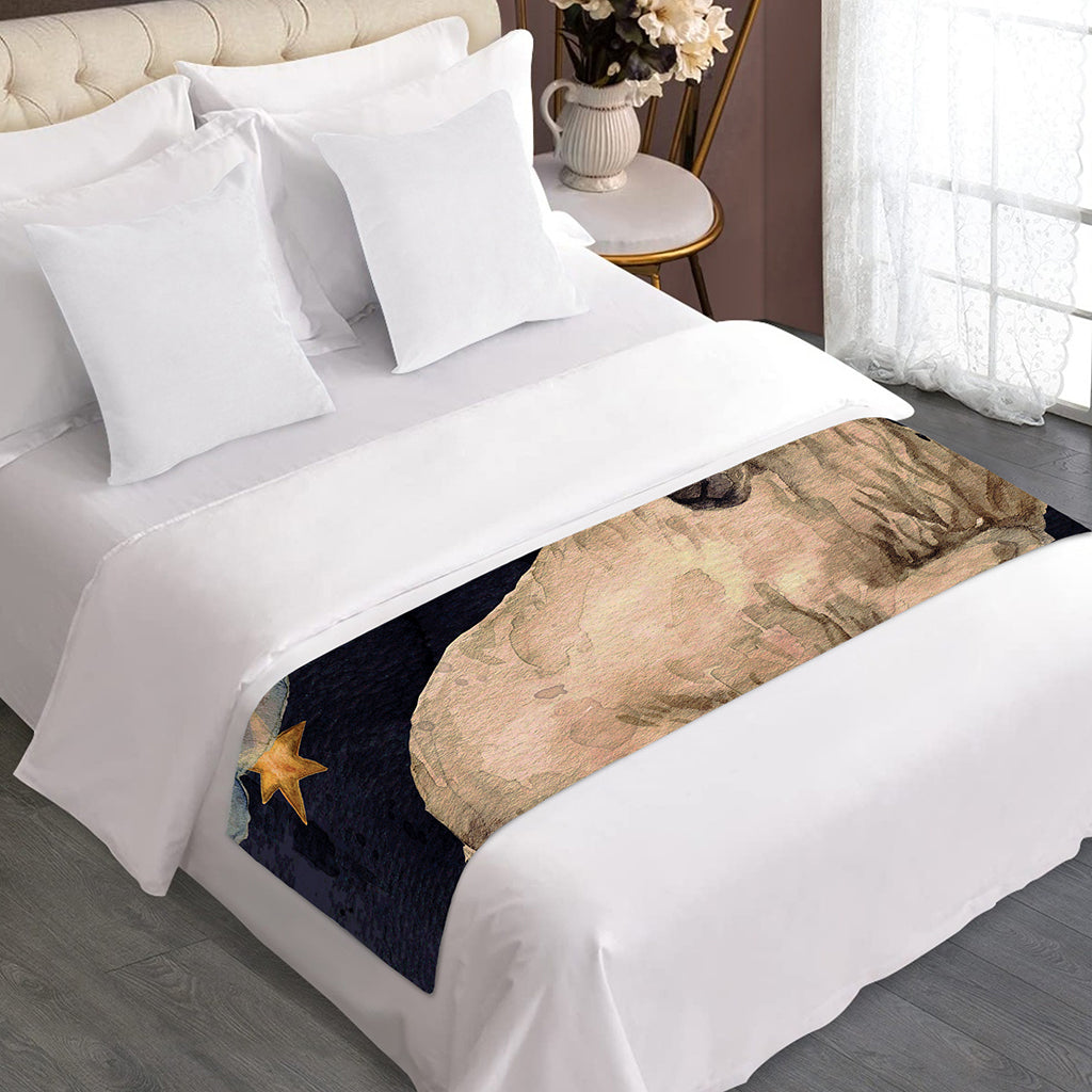 Watercolor Aries Zodiac Sign Print Bed Runner