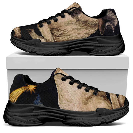 Watercolor Aries Zodiac Sign Print Black Chunky Shoes