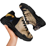 Watercolor Aries Zodiac Sign Print Black Chunky Shoes