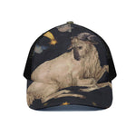 Watercolor Aries Zodiac Sign Print Black Mesh Trucker Cap