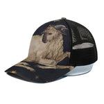 Watercolor Aries Zodiac Sign Print Black Mesh Trucker Cap