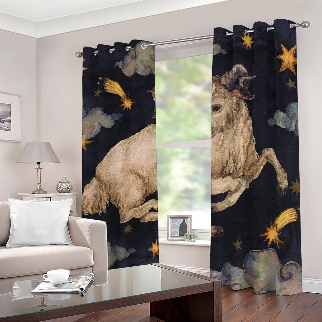 Watercolor Aries Zodiac Sign Print Blackout Grommet Curtains