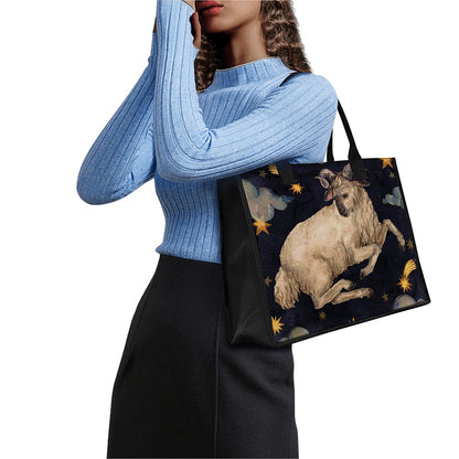 Watercolor Aries Zodiac Sign Print Canvas Tote Bag