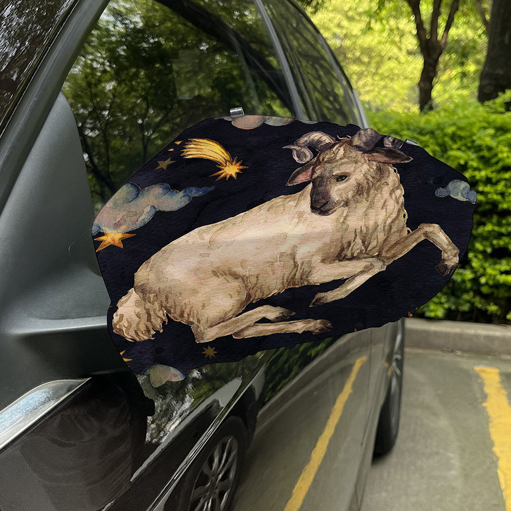 Watercolor Aries Zodiac Sign Print Car Side Mirror Covers