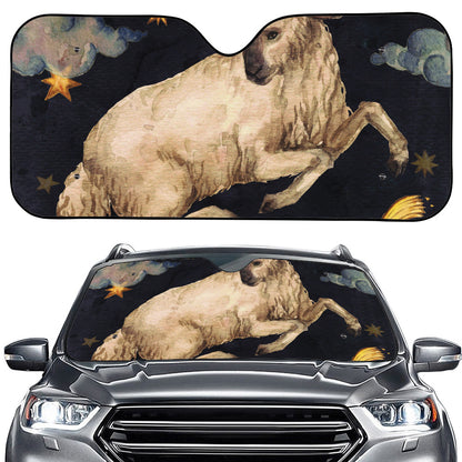 Watercolor Aries Zodiac Sign Print Car Windshield Sun Shade