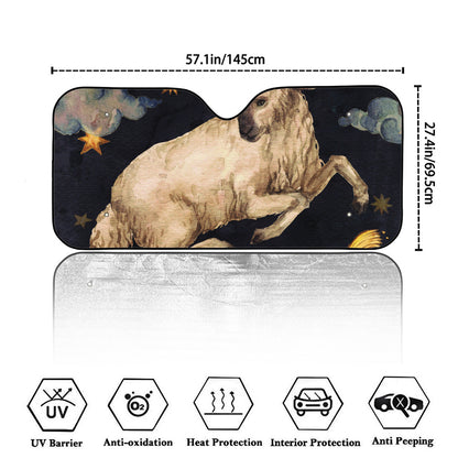 Watercolor Aries Zodiac Sign Print Car Windshield Sun Shade