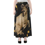 Watercolor Aries Zodiac Sign Print Chiffon Maxi Skirt