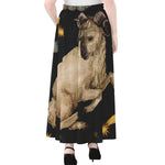 Watercolor Aries Zodiac Sign Print Chiffon Maxi Skirt