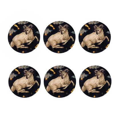 Watercolor Aries Zodiac Sign Print Coaster Set