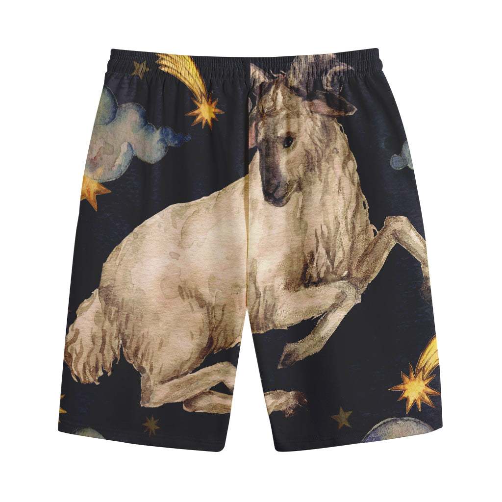 Watercolor Aries Zodiac Sign Print Cotton Shorts