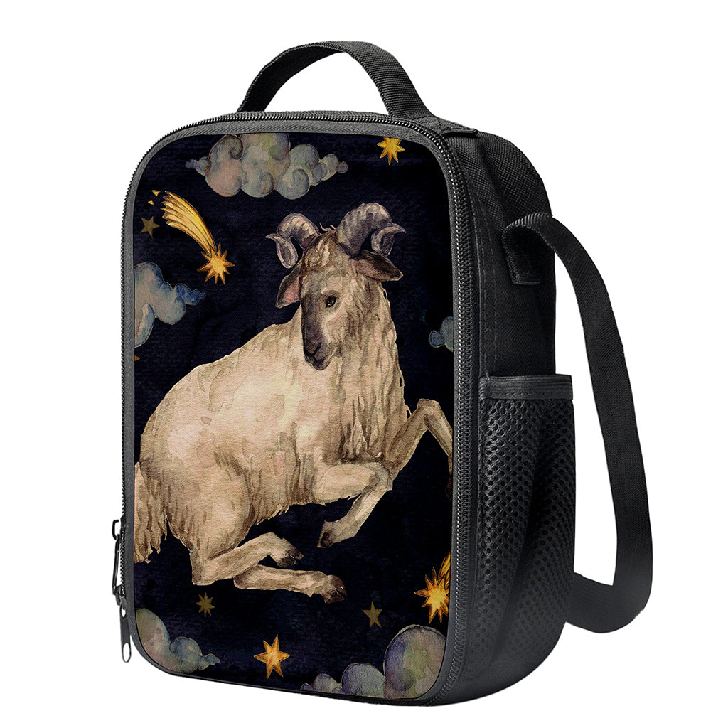 Watercolor Aries Zodiac Sign Print Crossbody Lunch Bag