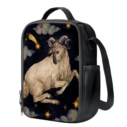 Watercolor Aries Zodiac Sign Print Crossbody Lunch Bag