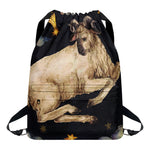Watercolor Aries Zodiac Sign Print Drawstring Backpack