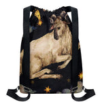Watercolor Aries Zodiac Sign Print Drawstring Backpack