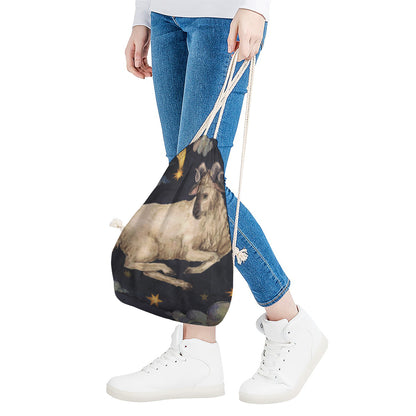 Watercolor Aries Zodiac Sign Print Drawstring Bag