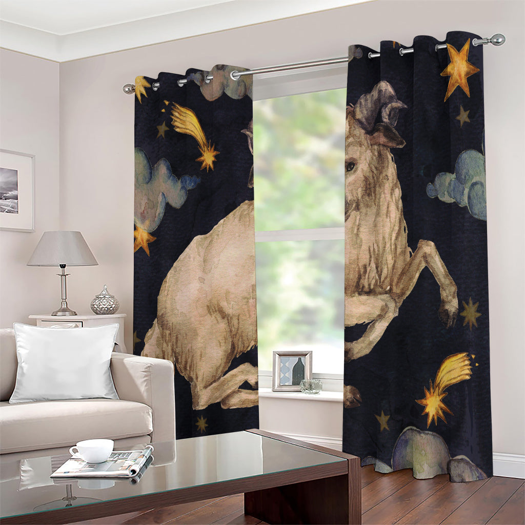 Watercolor Aries Zodiac Sign Print Extra Wide Grommet Curtains