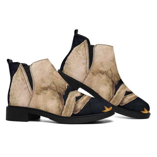 Watercolor Aries Zodiac Sign Print Flat Ankle Boots