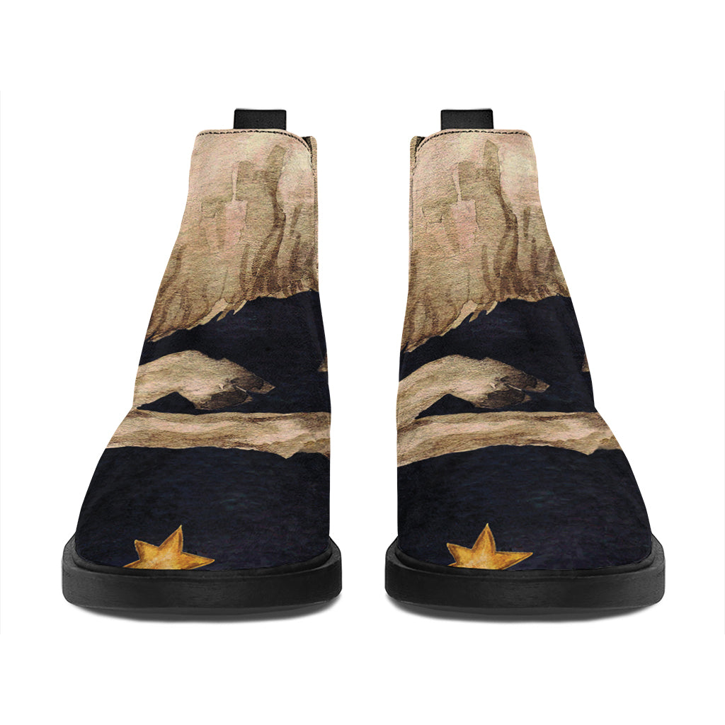 Watercolor Aries Zodiac Sign Print Flat Ankle Boots