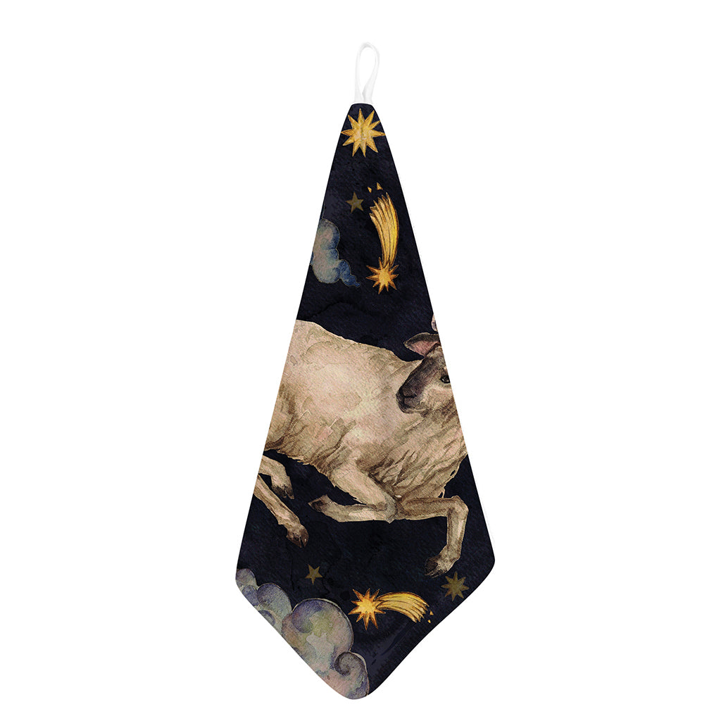 Watercolor Aries Zodiac Sign Print Hand Towel