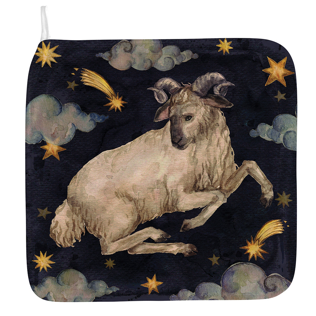 Watercolor Aries Zodiac Sign Print Hand Towel