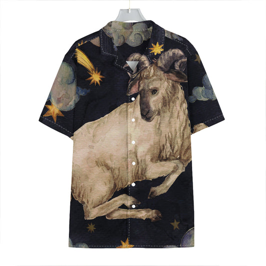 Watercolor Aries Zodiac Sign Print Hawaiian Shirt