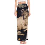 Watercolor Aries Zodiac Sign Print High Slit Maxi Skirt