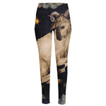 Watercolor Aries Zodiac Sign Print High-Waisted Pocket Leggings