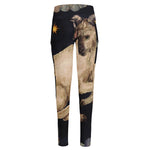 Watercolor Aries Zodiac Sign Print High-Waisted Pocket Leggings