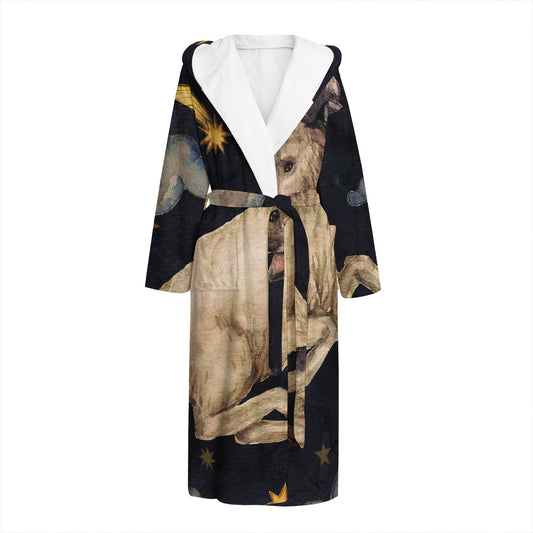 Watercolor Aries Zodiac Sign Print Hooded Bathrobe