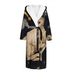 Watercolor Aries Zodiac Sign Print Hooded Bathrobe