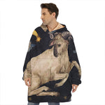 Watercolor Aries Zodiac Sign Print Hoodie Blanket