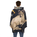 Watercolor Aries Zodiac Sign Print Hoodie Blanket