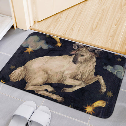 Watercolor Aries Zodiac Sign Print Indoor Door Mat