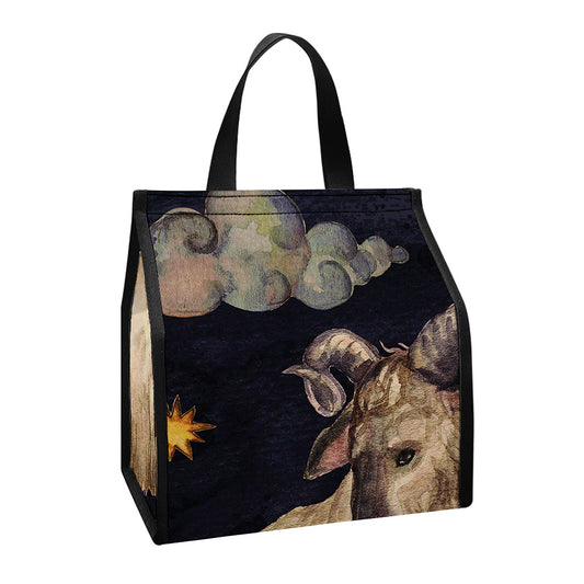 Watercolor Aries Zodiac Sign Print Insulated Lunch Tote