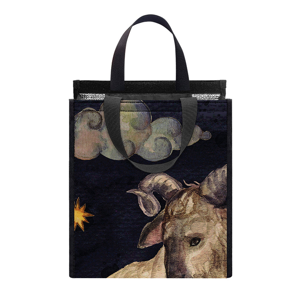 Watercolor Aries Zodiac Sign Print Insulated Lunch Tote