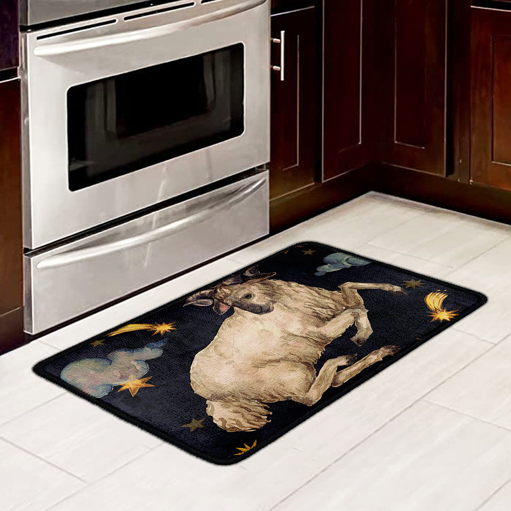 Watercolor Aries Zodiac Sign Print Kitchen Mat