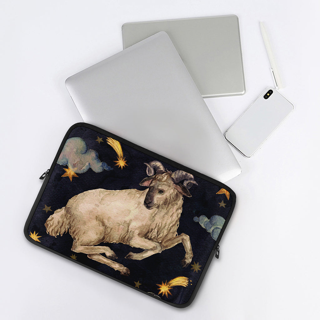 Watercolor Aries Zodiac Sign Print Laptop Sleeve