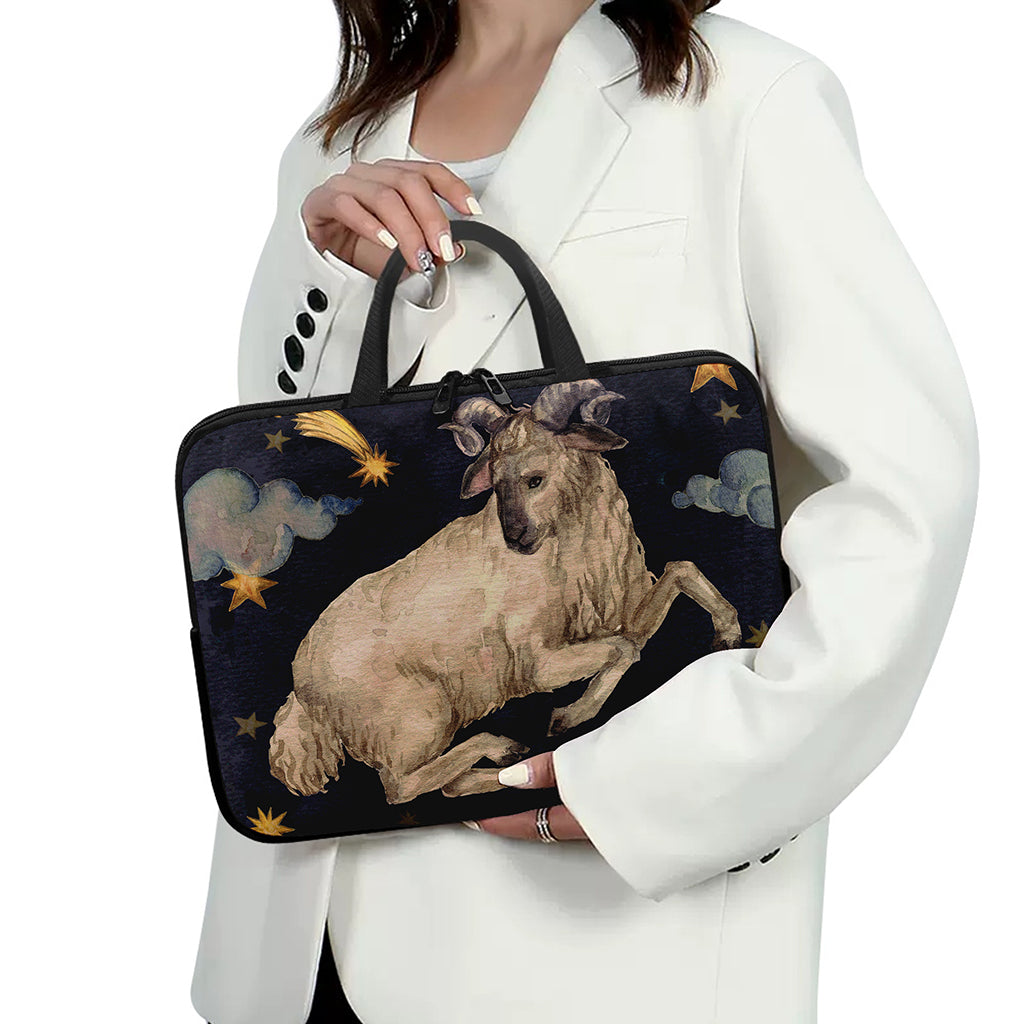 Watercolor Aries Zodiac Sign Print Laptop Sleeve With Handle