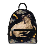 Watercolor Aries Zodiac Sign Print Leather Backpack