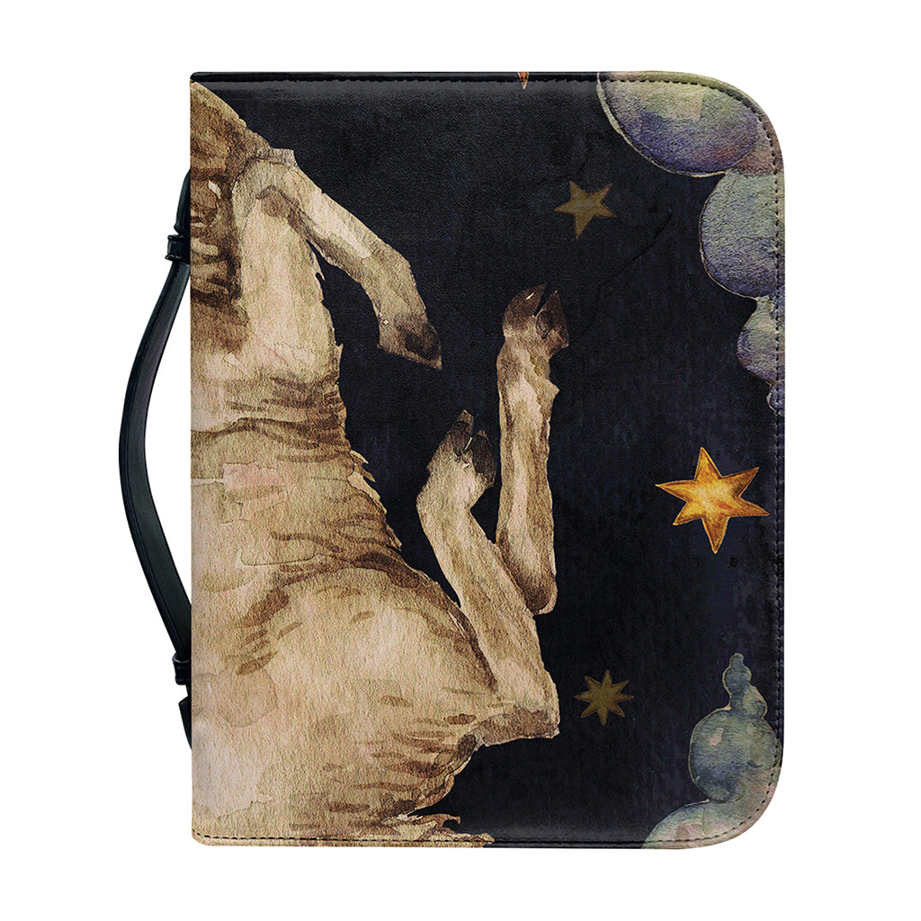 Watercolor Aries Zodiac Sign Print Leather Bible Cover