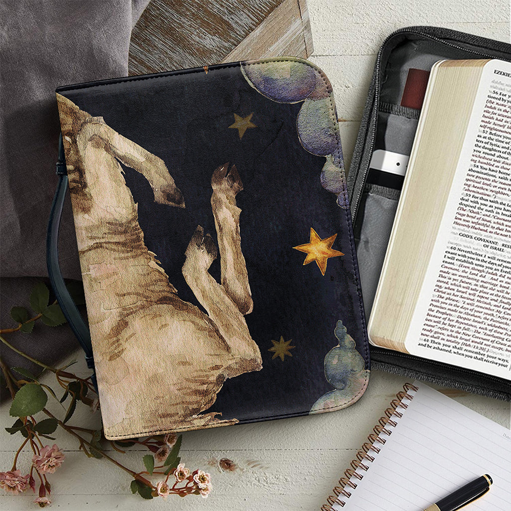 Watercolor Aries Zodiac Sign Print Leather Bible Cover
