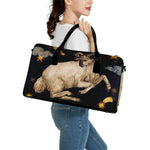 Watercolor Aries Zodiac Sign Print Leather Duffle Bag