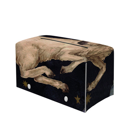 Watercolor Aries Zodiac Sign Print Leather Tissue Box Cover