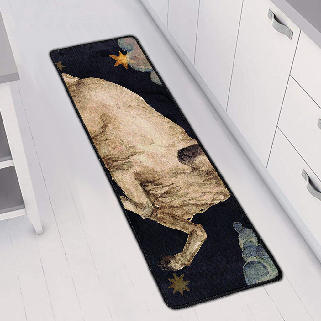 Watercolor Aries Zodiac Sign Print Long Kitchen Mat