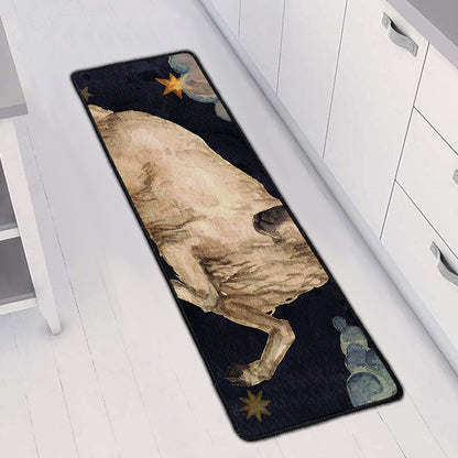 Watercolor Aries Zodiac Sign Print Long Kitchen Mat
