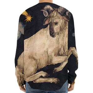 Watercolor Aries Zodiac Sign Print Long Sleeve Baseball Jersey