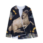 Watercolor Aries Zodiac Sign Print Long Sleeve Short Coat