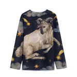 Watercolor Aries Zodiac Sign Print Long Sleeve Short Coat