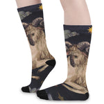 Watercolor Aries Zodiac Sign Print Long Socks